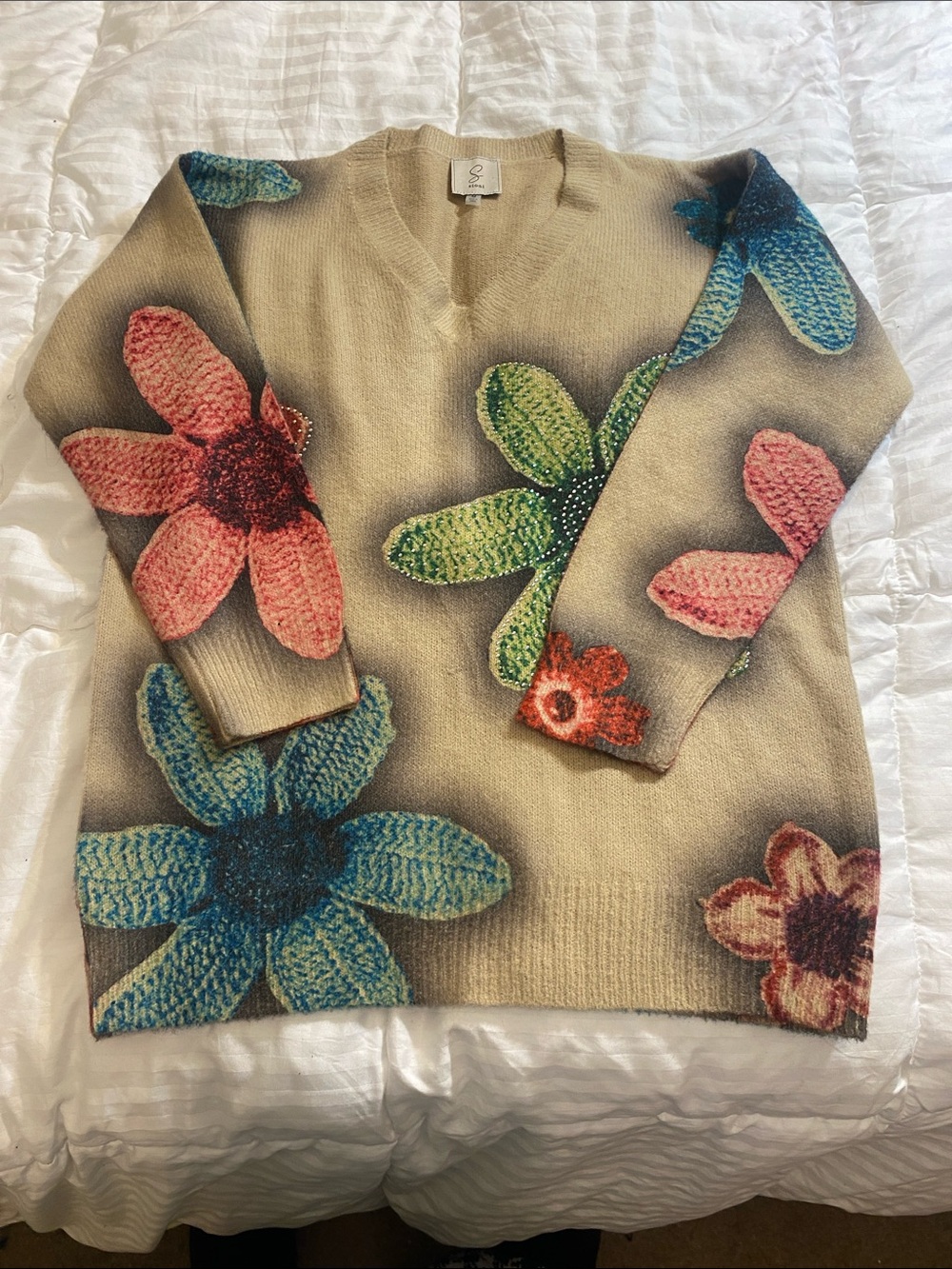 When Bling Meets Soft and Cozy Sioni V Neck Oversized Sweater